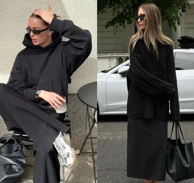 冬天不知道穿什么？那就一黑身也太高级了(图2)